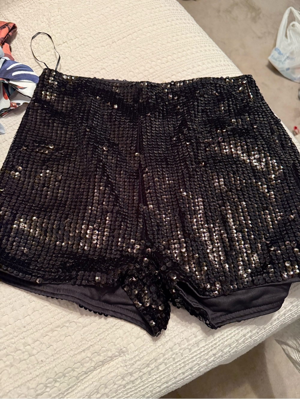 Women’s High-Waist Black Sequin Party Shorts